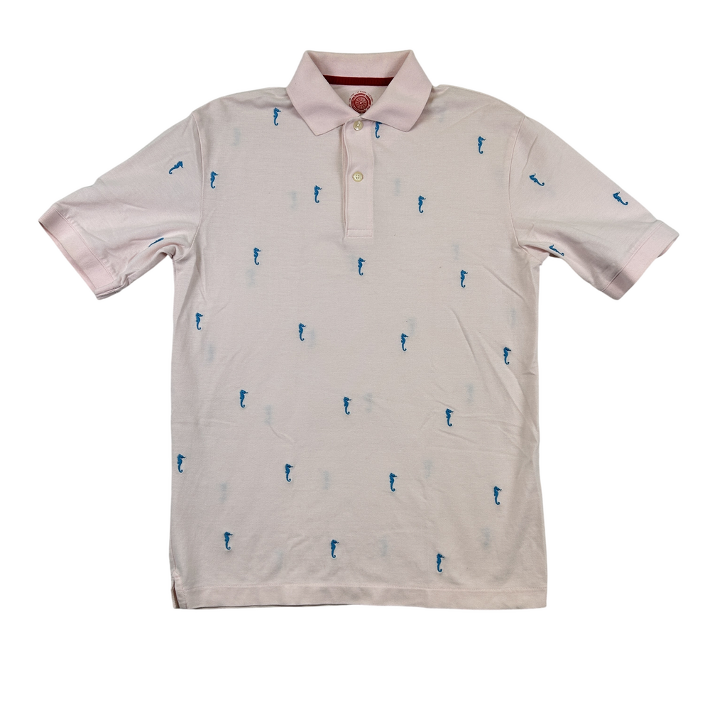 Tre Vero Polo Shirt Mens Small Le Mans Seahorse Embroidered Light Pink Beach